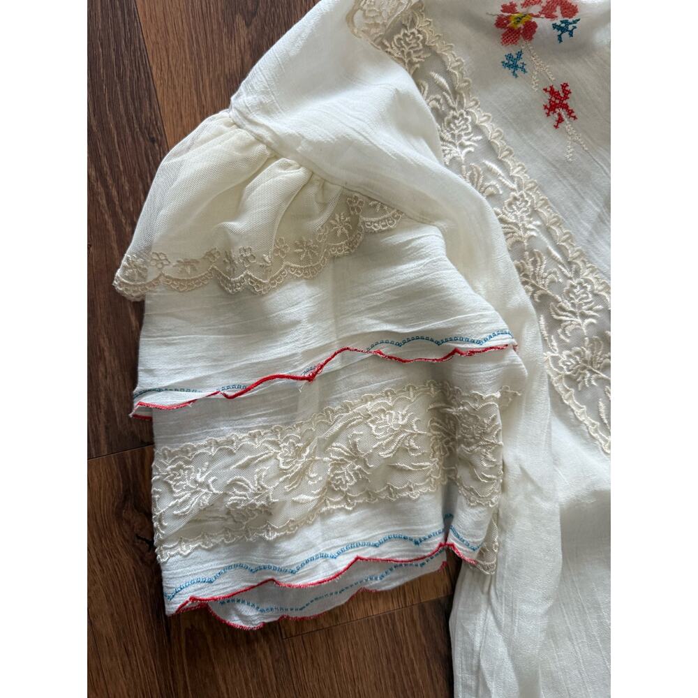 NEW By Anthropologie Embroidered Sheer Kaftan Dress One Size Color: Ivory Combo - Picture 8 of 11